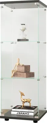 Produktbild von Glasvitrine - Standvitrine - 3 Ebenen - Abschließbare Türen - Freistehend - Modern minimalistisch - Für Wohnzimmer/Büro - Schwarz
