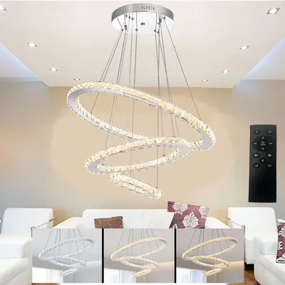 Produktbild von 60W LED Kristall Deckenleuchte, Moderne Pendelleuchte Rund Design 60+40+20cm, Höhenverstellbar Kronleuchter Lampe,für Wohnzimmer Schlafzimmer Hotel