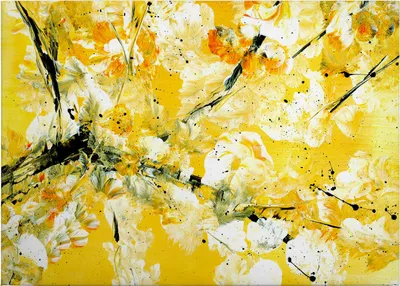 Produktbild von Leinwandbild Kunst 50 x 70 cm - Wandbild Gelb - Keilrahmen Abstrakt Wohnzimmerdeko Wanddeko Wandgemälde