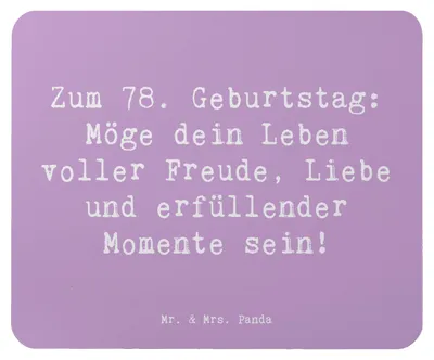 Produktbild von Mr. & Mrs. Panda Mauspad Spruch 78. Geburtstag Freude Liebe - Lavendeltraum - Geschenk, Zuneigung, Mousepad, pc mausunterlage, mausteppich, erfüllende Momente, Alter