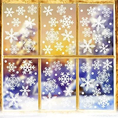 Produktbild von Fenstersticker Schneeflocken, 372 Weihnachtsfensterbilder, Fensterdeko für Weihnachten, selbstklebende PVC Fensteraufkleber für Türen, Schaufenster und Vitrinen