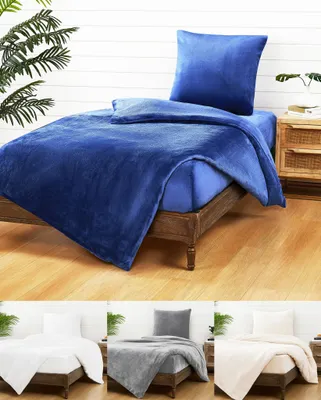 Produktbild von JACK Teddy Flausch Bettwäsche Uni 135x200cm Plüsch Cashmere Touch Weiß Grau Anthrazit Creme Blau Schwarz Einfarbig Warm, Farbe:Blau
