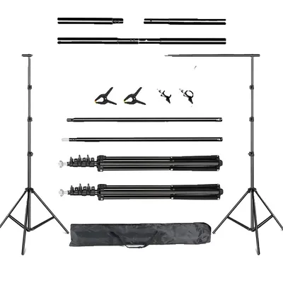 Immagine prodotto di Supporto per fondale da studio fotografico, regolabile in altezza, borsa per il trasporto portatile, 2,6Mx3M, flessibile senza sacchetto di sabbia