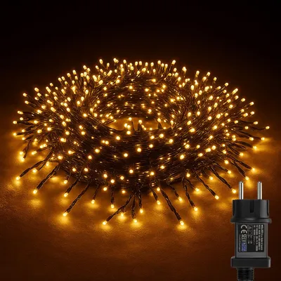 Produktbild von BURI LED Cluster Lichterkette 11,5 m warmweiß 1152 LEDs | Weihnachtsbeleuchtung Außen Innen | Büschellichterkette IP44 | Timer 6/6 und 3/9 | Balkon Terrasse Garten Deko