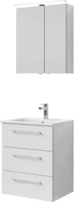 Produktbild von Pelipal Badmöbel-Set Sunline 121 BxHxT 61 x 200 x 46 cm Frontfarbe weiß hochglanz mit Mineralguss-Waschtisch, Waschtisch