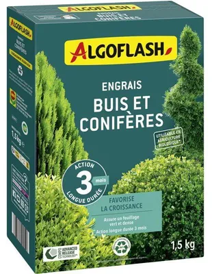 Productafbeelding van ALGOFLASH meststof voor buxus en coniferen, 1,5 kg, geschikt voor gebruik in de biologische landbouw (UAB)