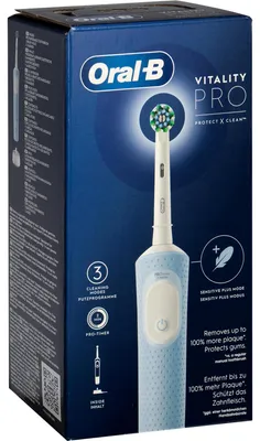 Produktbild von Oral-B Vitality Pro, Erwachsener, Rotierende-vibrierende Zahnbürste, Tägliche Pflege, Sensibel, Grau, Weiß, 2 min, Grau, Weiß