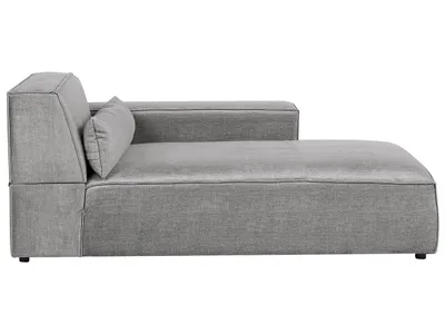 Produktbild von BELIANI Modul Chaiselongue Grau Stoffbezug mit Armlehne Links 1 Dekokissen Skandi Modern Sofaliege Recamière für Modulsofa Wohnzimmer Ausstattung
