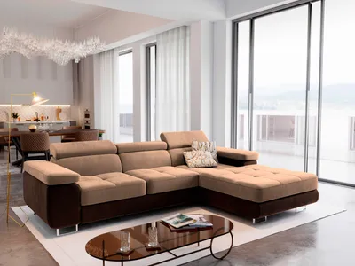 Produktbild von Masseno Ecksofa ELMA R-S mit Schlaffunktion L-Form, Sofa mit Bettkasten, Wohnzimmersofa, Couch, Soffa, Bettsofa, Couchgarnitur- Beige, MONOLITH 09 + MONOLITH 29