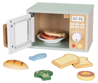 Obrázek produktu pro TOOKY TOY Dřevěná mikrovlnná trouba se sadou potravin