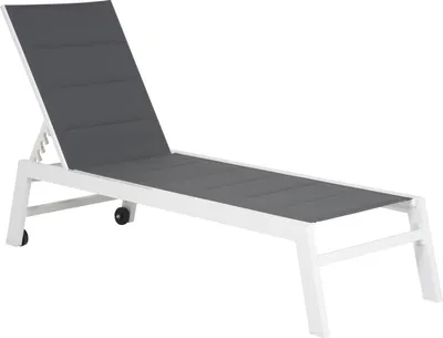 Produktbild von Sonnenliege BARBADOS aus grauem Textilene - Weißaluminium