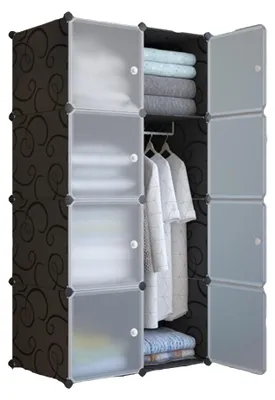 Modularer Kleiderschrank 8 Module 140x70 cm Schwarz