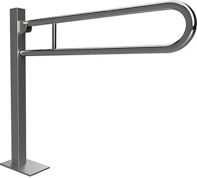 Produktbild von BELP Stützklappgriff in U-Form Bodenmontage Edelstahl poliert mit Abdeckung 153x870x975 mm, 120 kg Traglast für Bad & WC >> zum Bohren