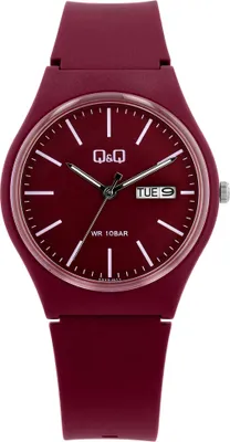 Produktbild von Q&Q Uniuhr mit Silikonarmband in bordeaux, 10 Bar wasserdicht