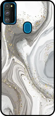 Produktbild von Smartphonica Handytasche Passend für Samsung Galaxy M30s mit Marmordruck - TPU Rückendeckung Fall Marmor Design - Silber