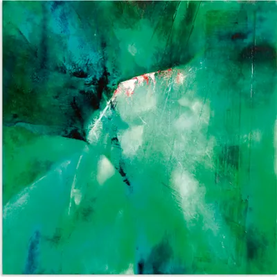 Produktbild von ARTland Wandbild Alu für Innen & Outdoor Abstrakte Komposition grün, rot Größe: 100x100 cm