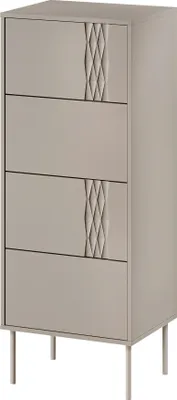 Produktbild von MIRJAN24 Schubladenkommode Tresse 4S, Kommode mit vier Schubladen, Metallfüße, Griffloses Öffnungssystem push to open (Farbe: Beige)