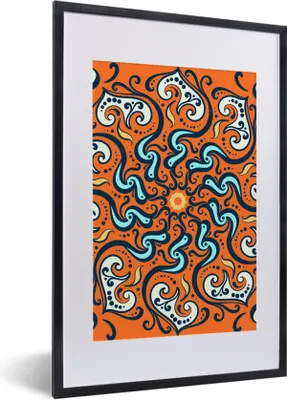 Produktbild von MuchoWow® MuchoWow® Gerahmtes Poster Blume - Weiß - Blau - Muster 40x60 cm - Poster mit zchwarzem Bilderrahmen - Poster in Rahmen