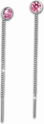 Produktbild von SilberDream Ohrhänger für Damen 925 Silber rosa Zirkonia Ohrringe 3mm SDO5963A