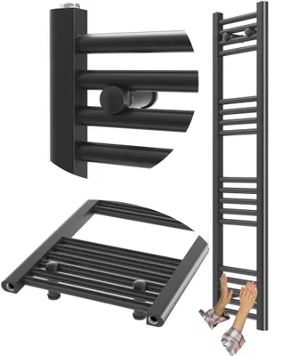 Obrázek produktu pro Granitan – koupelnový radiátor – sušák na ručníky – 30 × 120 cm – černý – BRENO
