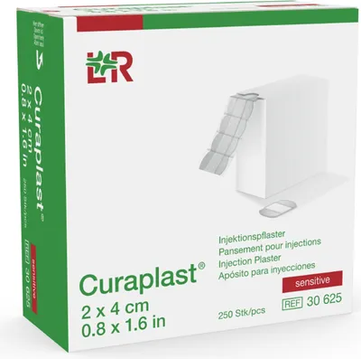 Produktbild von Lohmann Rauscher Curaplast sensitive Injektionspflaster auf Rolle 250 Stück 2 x 4 cm