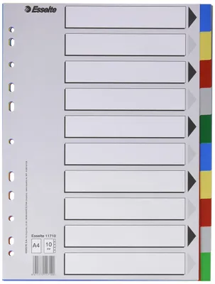 Obrázok produktu pre Polypropylénový pořadač s 10 priehradkami, formát A4, svetlé farby, Eselte 11710