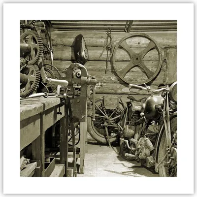 Produktbild von Poster - Poster ohne Rahmen - Werkstatt Motor - 40x40 cm - Wand Bild - Wanddeko - Wandbilder - Kunstposter - Wandposter - Bilder - Kunstdruck - Wanddekoration - Wandbild - P2XAC40x40-3519