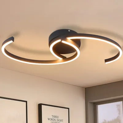 Produktbild von ZMH Deckenlampe LED Deckenleuchte Wohnzimmer: Weiß Wohnzimmerlampe 25W 3000K Warmweiß Design Lampe 2 Mondschnur Küchenlampe Deko Schlafzimmerlampe