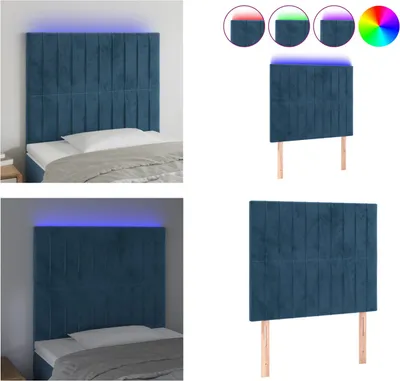 Produktbild von vidaXL LED Kopfteil Dunkelblau 80x5x118/128 cm Samt - LED Kopfteil - LED Kopfteile - Kopfteil - Bett-Kopfteil