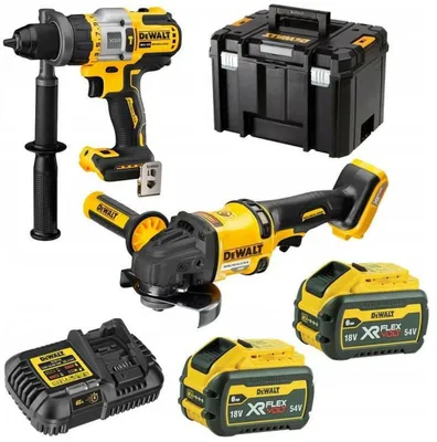 DEWALT Elektrowerkzeug-Set Combo 18V DCK2016T2T mit Winkelschleifer DCG418 und Bohrschrauber DCD999