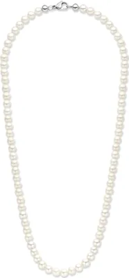 Produktbild von Frank 1967 7FN-0049 Weiße Perlenkette 6.3mm - Männer - 50cm - Stahlverschluss - Silber - Geschenk für Männer