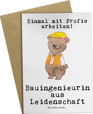 Produktbild von Mr. & Mrs. Panda Grußkarte Bauingenieurin Leidenschaft - Weiß - Geschenk, osterkarten, vatertagskarte, Witzig, Baustelle, Beruf, Spruch, babykarte, weihnachtskarten