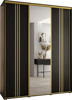 Produktbild von MEBLE KRYSPOL Davos 7 Schrank, drei Türen - 235,2x200x60 cm - Schwarz Schwarz Gold