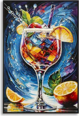 Zdjęcie produktu dla Obraz ścienny Cocktail lakierowany wraz z ramą -B- 62 x 92 x 3,5 cm