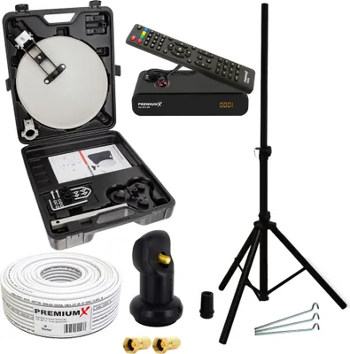 Produktbild von PremiumX Camping SAT Anlage Stativ Receiver Single LNB 10m Kabel im Koffer