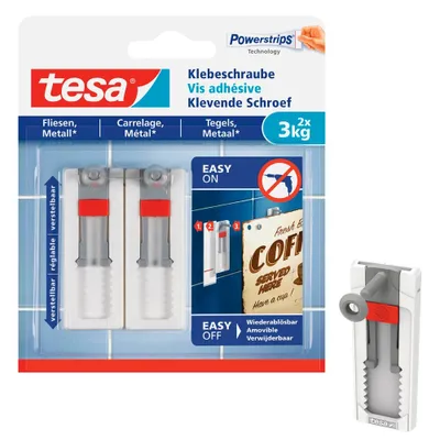 Image de tesa Powerstrips vis à coller pour carrelage/métal, blanc