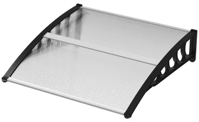 Obrázok produktu pre Strieška na stôl na predné dvere 103 x 96,5 x 27 cm strieška s UV ochranou, ochrana pred dažďom, ochrana pred slnkom pre vonkajšie hliníkové čierne