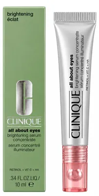 Obrázek produktu pro Clinique All About Eyes Brightening Serum Concentrate, Oční sérum, 10 ml, Ženy, Proti tmavým kruhům, Rozzařující, Hydratující, Tuba, Water Aqua Eau, Dimethicone, Polyethylene, Isododecane, Peg/ppg-18/18 Dimethicone, Butylene...
