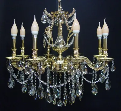 Produktbild von Casa Padrino Barock Kristall Kronleuchter 8-Flammig Gold ModK7 - Hängeleuchte Lüster Hängelampe Deckenlampe