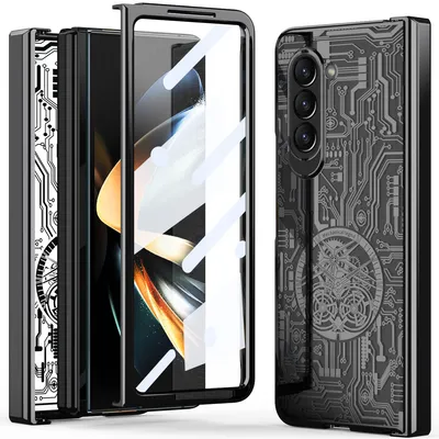 Obrázek produktu pro Pouzdro na Samsung Galaxy Z Fold 5 galvanizované pouzdro s ochranou pantu a průhledným krytem s fólií na displej černé