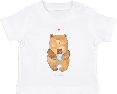 Produktbild von Mr. & Mrs. Panda  T-Shirt Bär Baby 6. - 12. Monat - Weiß - Geschenk, Eltern, Shirt, Nichte, Kinder, Geburtstag, Mutter, Top, Teddy, Babyshirt