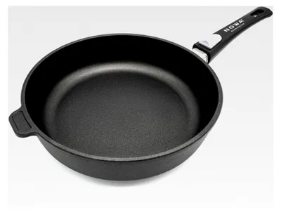 Produktbild von Aluguss Schmorpfanne (28 cm Ø) - Hochrandpfanne mit Antihaftbeschichtung (7 cm Innenhöhe) und abnehmbarem Griff für alle Herdarten – backofen- und induktionsgeeignet
