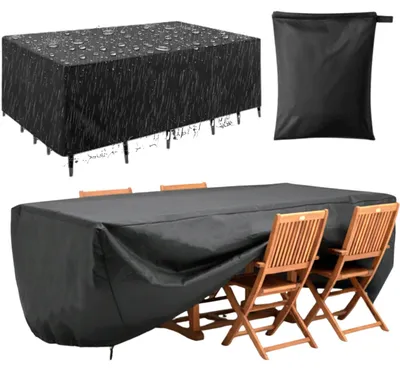 Image de Housse de protection premium et imperméable pour meubles de jardin, dimensions 250x210x90 cm, tissu Oxford 420D, résistante aux UV et aux intempéries, couleur noire
