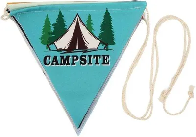 Produktbild von Campingflagge 3 Meter - 10 farbenfrohe Flaggenlinie - Außendekoration - Festdeko - Hochzeit - nachhaltiges Stoffmaterial