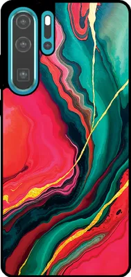 Produktbild von Smartphonica Telefon Fall geeignet für Huawei P30 Pro mit roten grünen Marmor Print - TPU Backcover Fall rot grünen Marmor Design