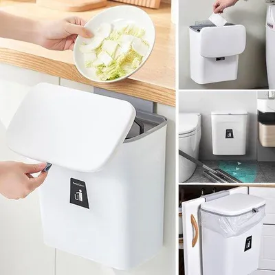 Produktbild von Kleine Wand-Afvalemmer 9L, weiß, plastik, für Camper, Küche