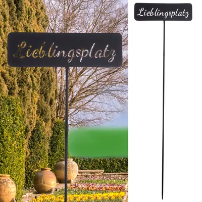 Produktbild von Gartenstecker "Lieblingsplatz" aus Metall schwarz lackiert H 110 cm aus Zink