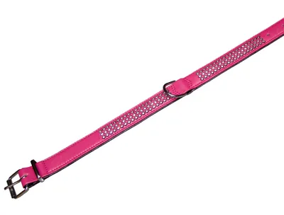 Produktbild von Nobby Crystal, Hund, Standardkragen, Schwarz, Fuchsie, Kunstleder, Einfarbig, M-L