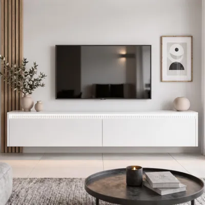 Produktbild von TV-Lowboard 170 cm LUMI II - Weiß Matt, TV-Schrank mit LED-Beleuchtung & Push-to-Open