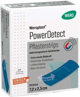 Produktbild von Weroplast PowerDetect Pflasterstrips 7,2 x 2,5 cm, detektierbar, 50 Stk/Pkg